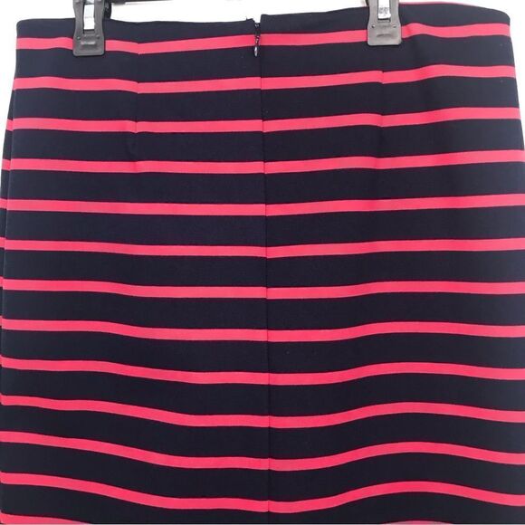 Olive & Oak NEW Navy / Passion Fruit Striped Pencil Skirt - Picture 5 of 12